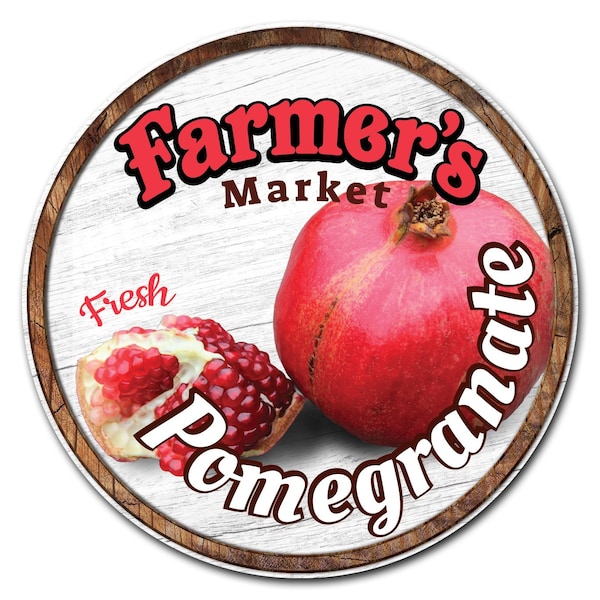 Corrugated Plastic Sign W/ Stakes 24in Circular-Farmers Market Pomegranate, C-24-CIR-WS-Pomegranate